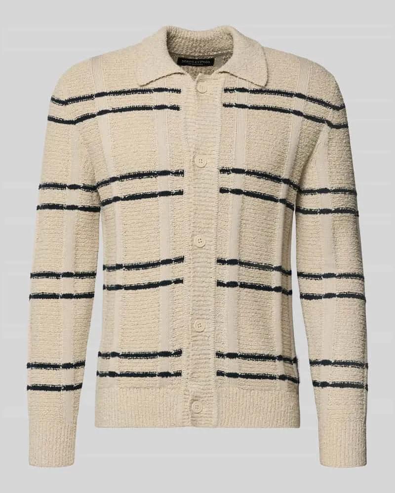 Marc O'Polo Regular Fit Strickjacke aus Baumwoll-Mix Ecru