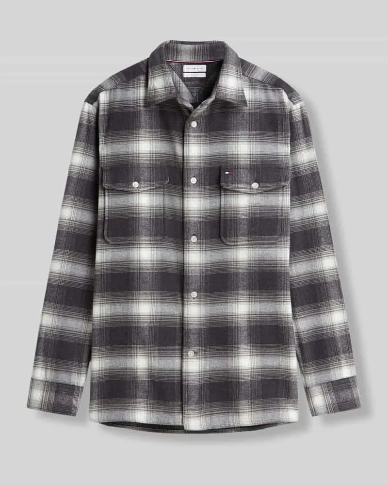 Tommy Hilfiger Regular Fit Freizeithemd aus reiner Baumwolle Mittelgrau