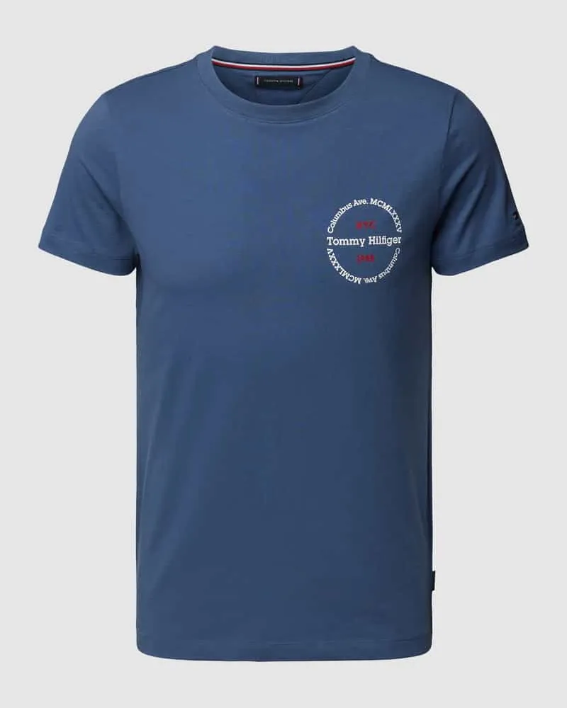 Tommy Hilfiger Slim Fit T-Shirt mit Rundhalsausschnitt Rauchblau