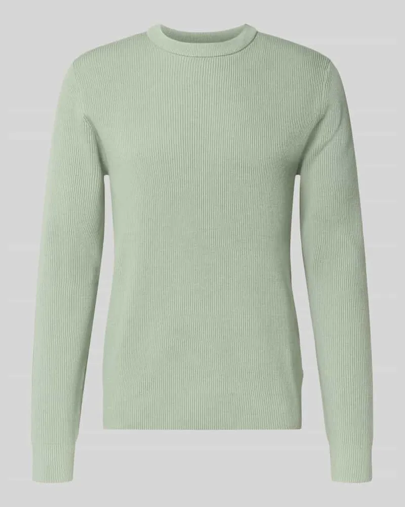 Lindbergh Relaxed Fit Strickpullover mit Rundhalsausschnitt Gruen