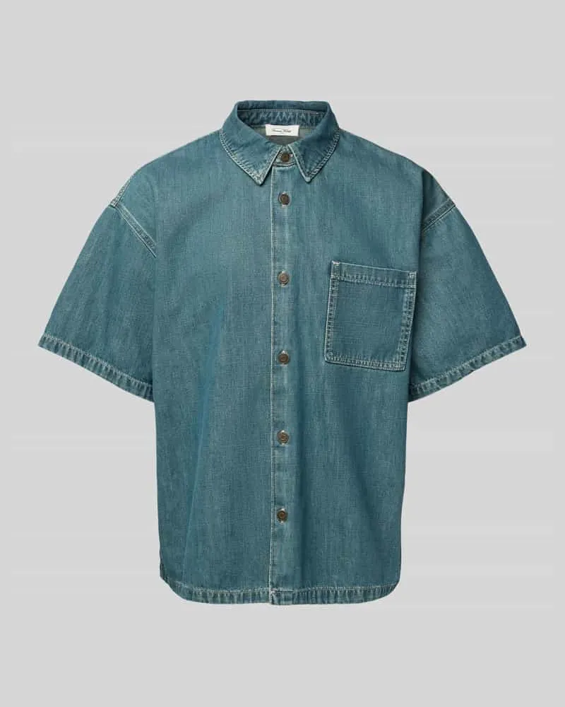 American Vintage Freizeithemd in Denim-Optik Modell 'OZYR Dunkelblau