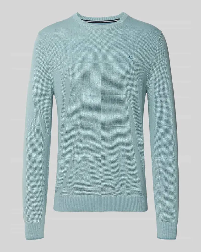 Lerros Regular Fit Strickpullover aus reiner Baumwolle mit Label-Detail Beige