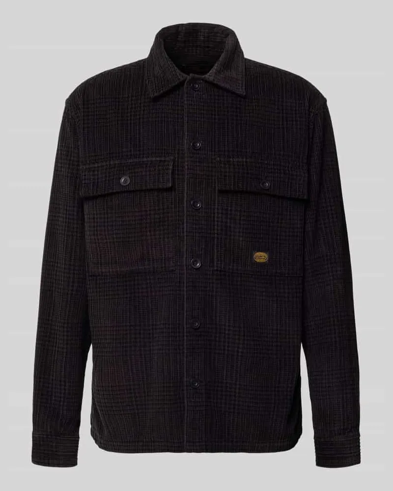 Jack & Jones Regular Fit Hemdjacke im Allover-Look Modell 'OLIVER Black