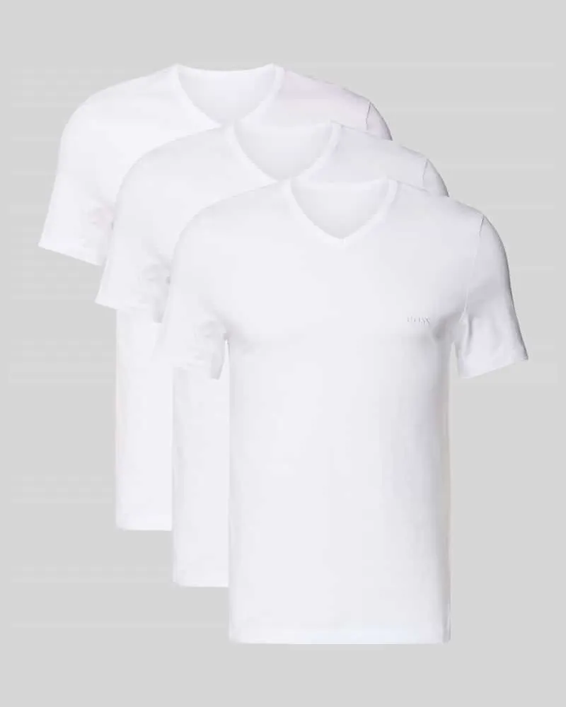 HUGO BOSS T-Shirt mit V-Ausschnitt im 3er-Pack Modell 'Classic Mittelgrau