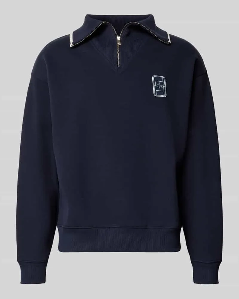 Lacoste Loose Fit Troyer aus Baumwoll-Mix Model 'Tennisc Marine