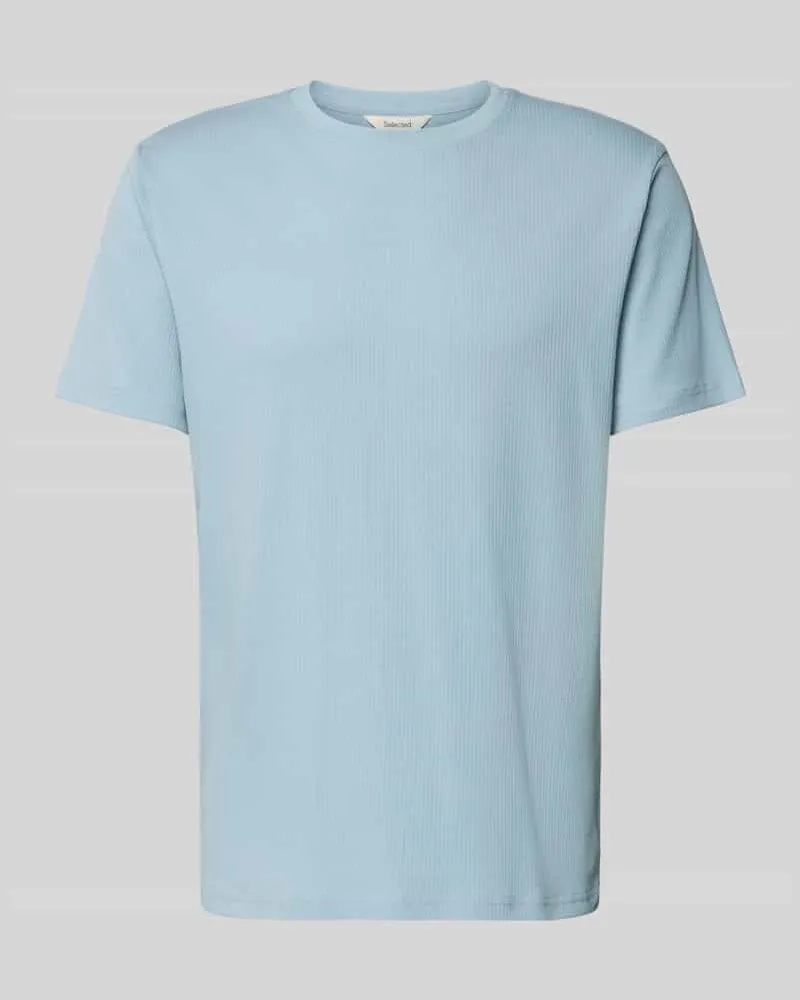 Selected Homme Regular Fit T-Shirt aus Baumwoll-Mix Modell 'SPENCER Hellblau