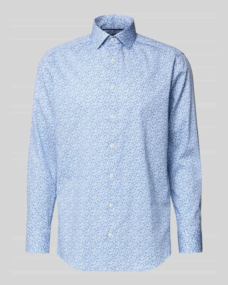 Olymp Regular Fit Businesshemd aus reiner Baumwolle mit Kentkragen Bleu