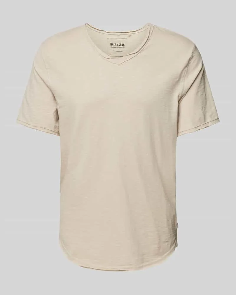Only & Sons T-Shirt mit V-Ausschnitt Modell 'BENNE Beige