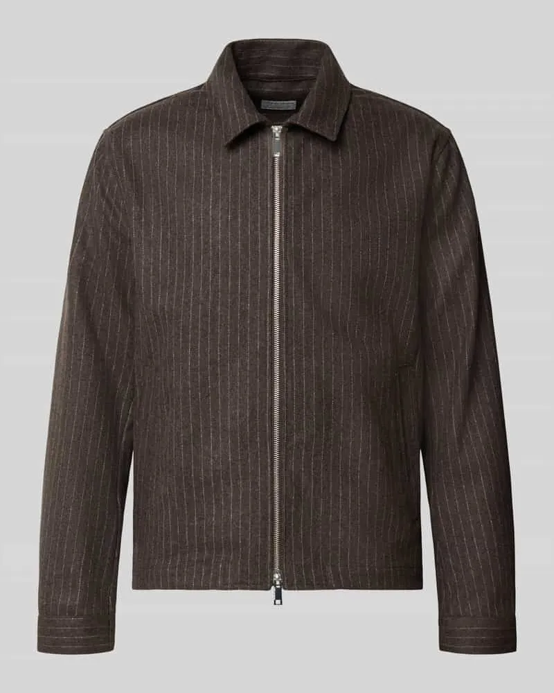 Tiger of Sweden Regular Fit Jacke aus Woll-Mix mit Umlegekragen Modell 'Barnaby Mittelbraun