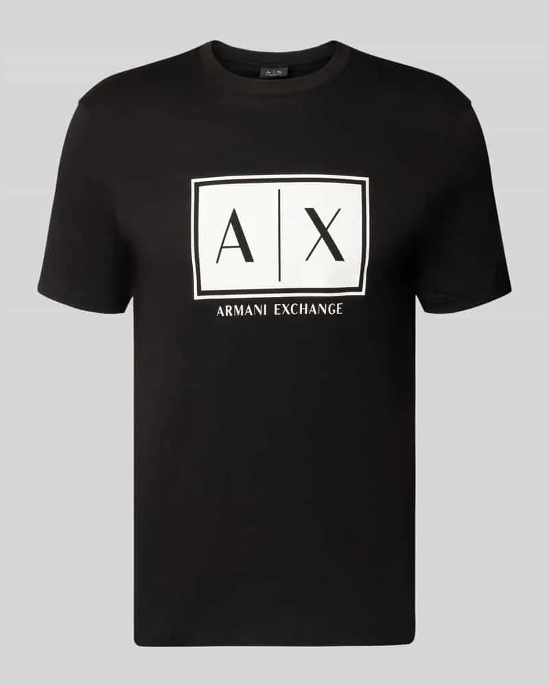 Armani Exchange T-Shirt mit Logo und Rundhalsausschnitt Black