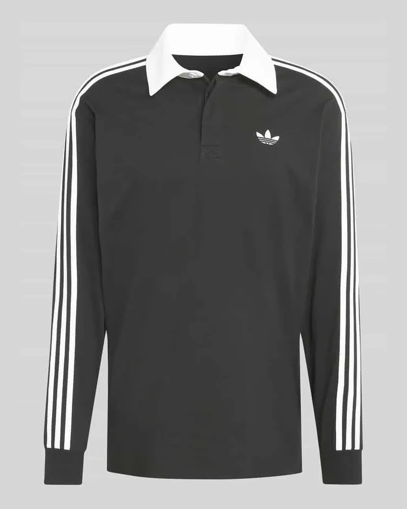 adidas Regular Fit Rugbyshirt aus reiner Baumwolle Black