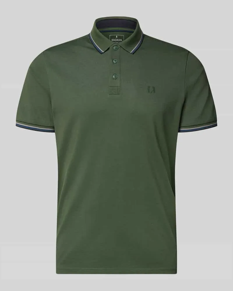 Ragman Modern Fit Poloshirt mit Logo-Print Modell 'Keep Dry Dunkelgruen