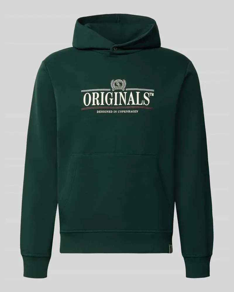 Jack & Jones Hoodie mit Label-Print Modell 'FREDERIKSBERG Dunkelgruen