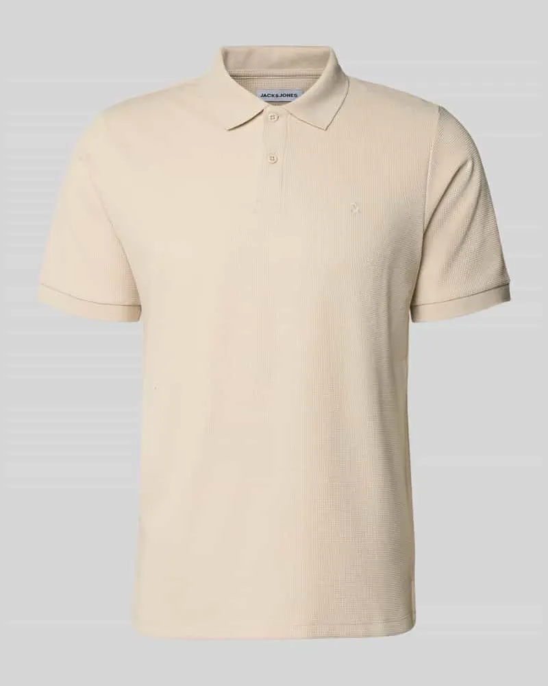 Jack & Jones Regular Fit Poloshirt mit Strukturmuster Modell 'AUSTIN Beige
