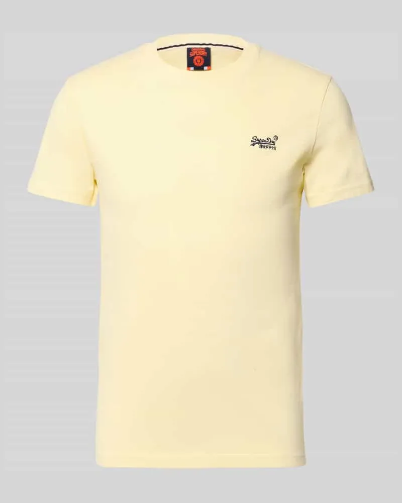Superdry. Regular Fit T-Shirt mit Logo-Stitching Hellgelb