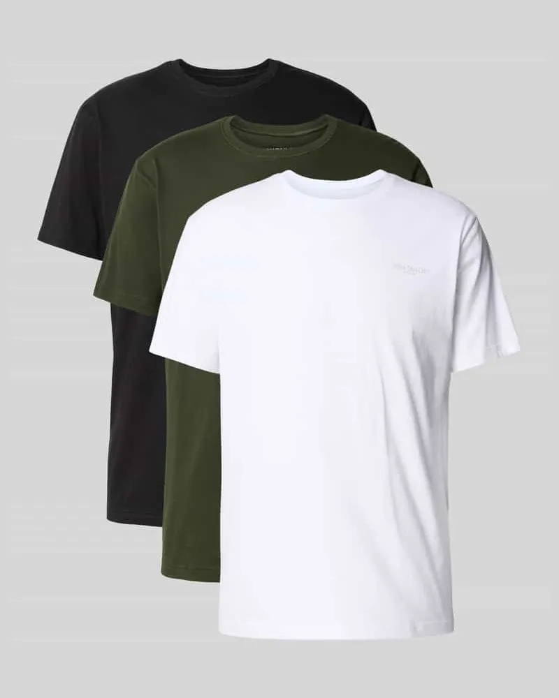 Tom Tailor T-Shirt mit Logo-Schriftzug im 3er-Pack Oliv