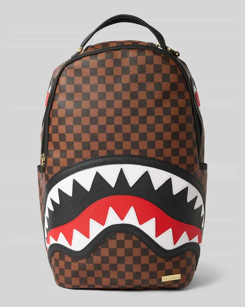 Sprayground Rucksack mit Schulterriemen Modell 'SAWTOOTH SHARKS IN PARIS Dunkelbraun