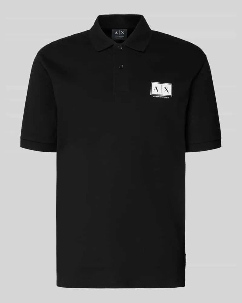 Armani Exchange Regular Fit Poloshirt mit Knopfleiste Black