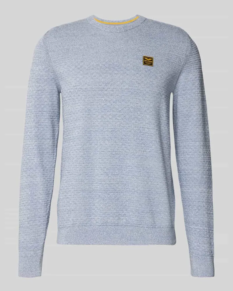 PME Legend Strickpullover mit gerippten Abschlüssen Rauchblau