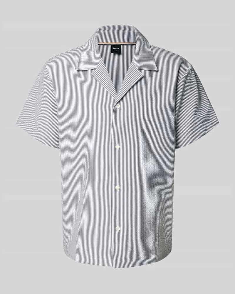 HUGO BOSS Regular Fit Freizeithemd mit 1/2-Arm Modell 'Velvetfish Marine