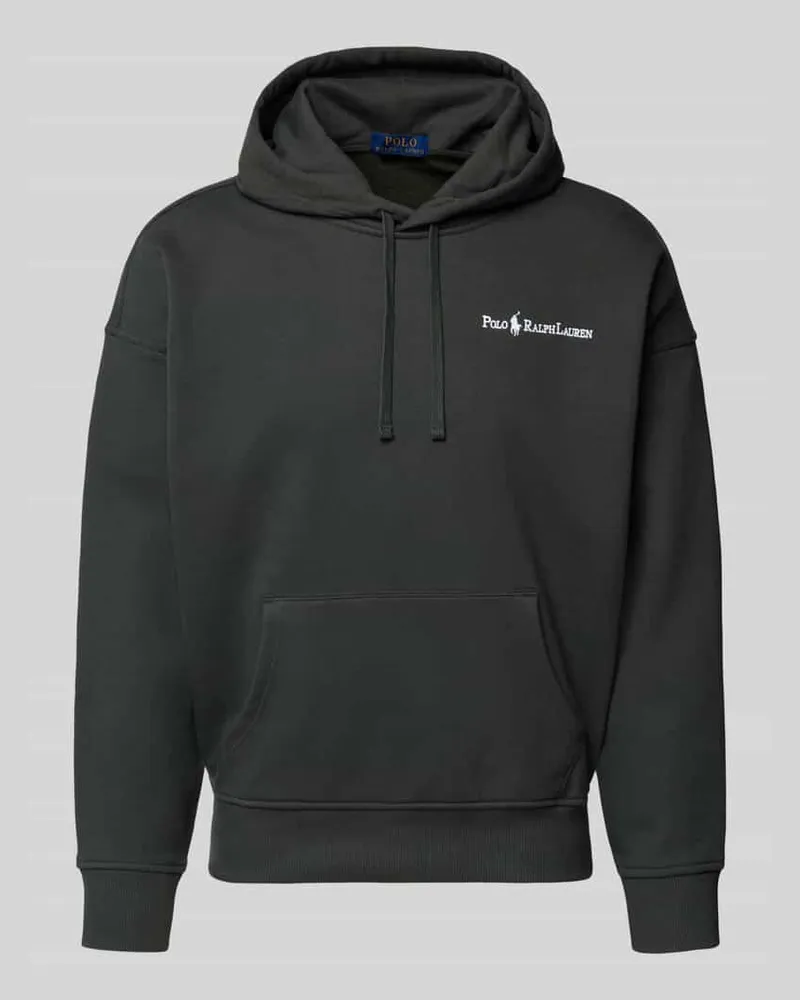 Ralph Lauren Relaxed Fit Hoodie mit Label-Stitching und Känguru-Tasche Mittelgrau