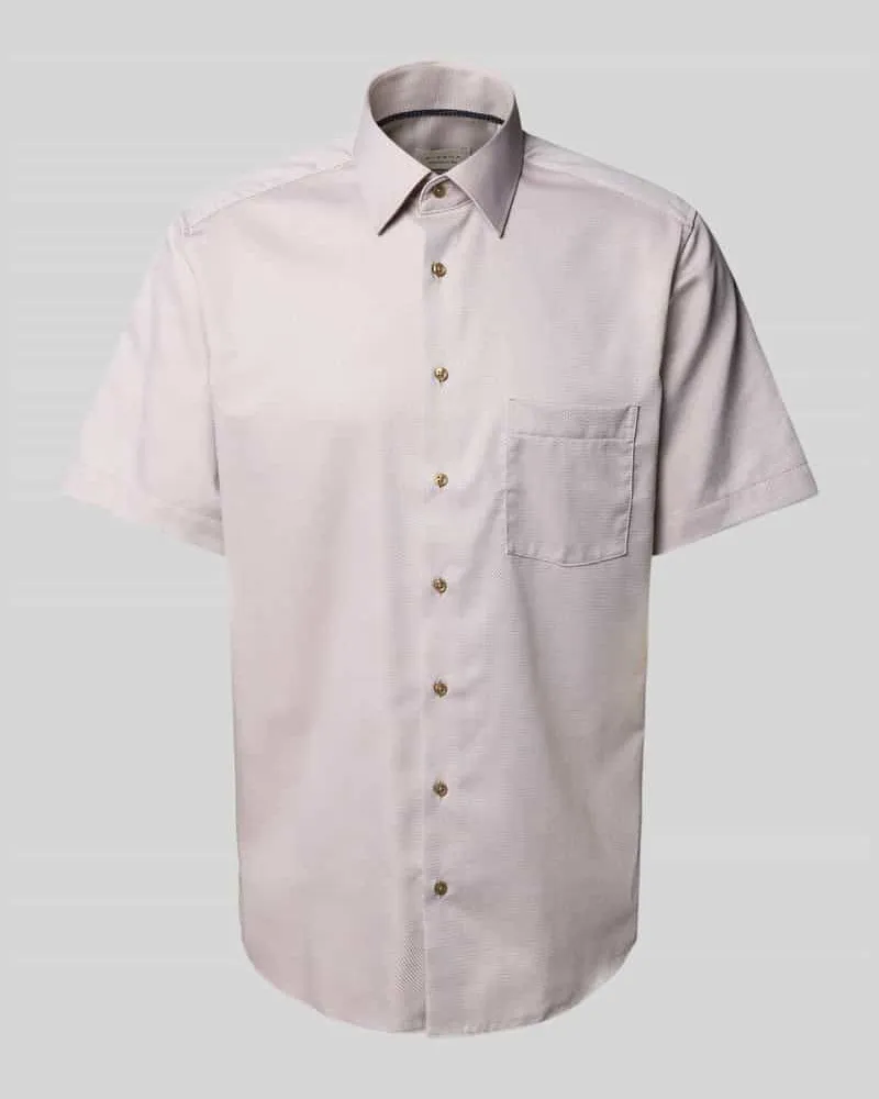 Eterna Modern Fit Kurzarmhemd mit Knopfleiste Sand