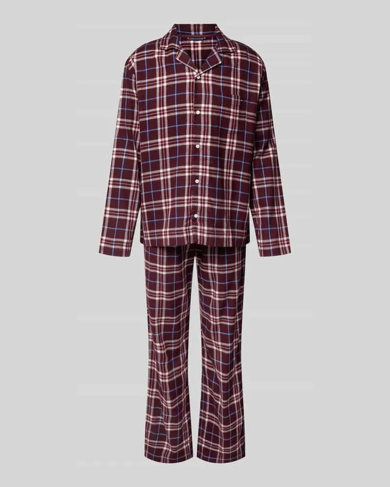 Tommy Hilfiger Relaxed Fit Pyjama-Set aus Baumwoll-Mix Bordeaux