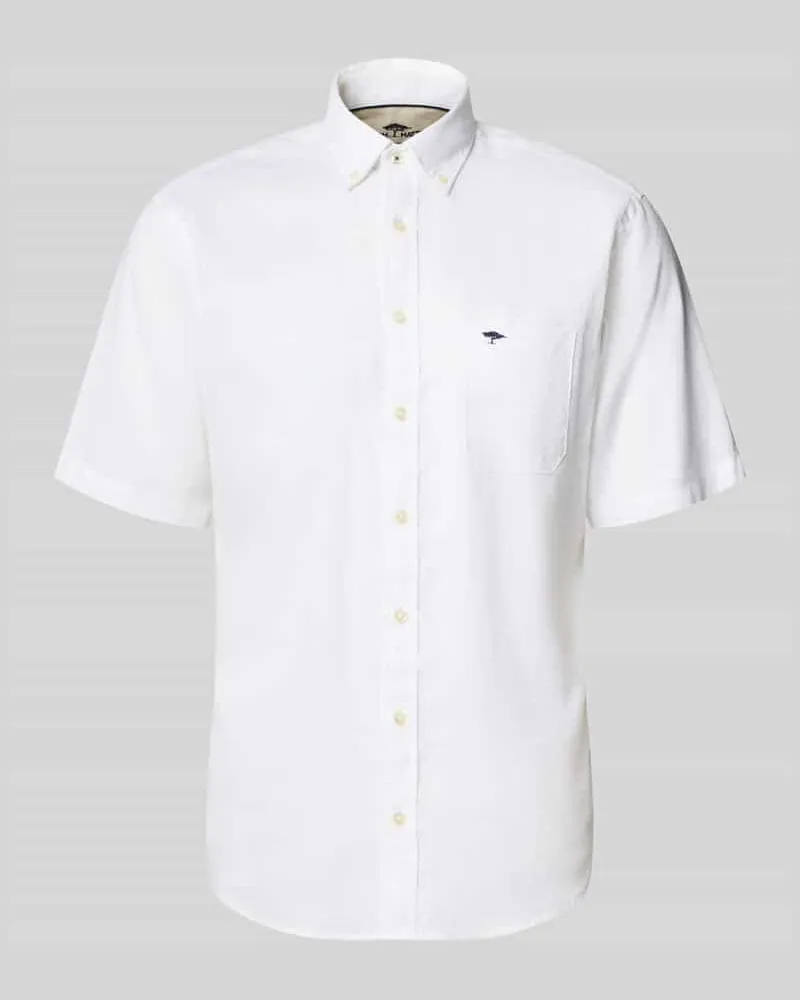 Fynch-Hatton Slim Fit Freizeithemd aus Leinen-Baumwoll-Mix Weiss
