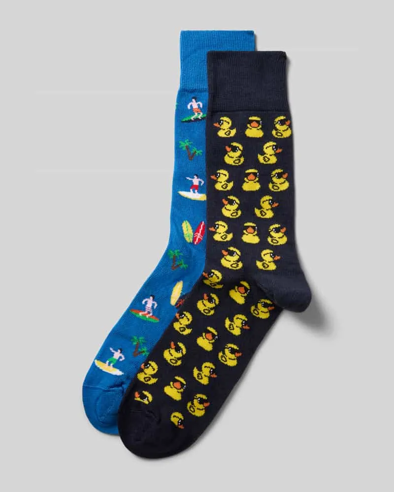 Christian Berg Socken mit elastischem Rippenbündchen im 2er-Pack Blau