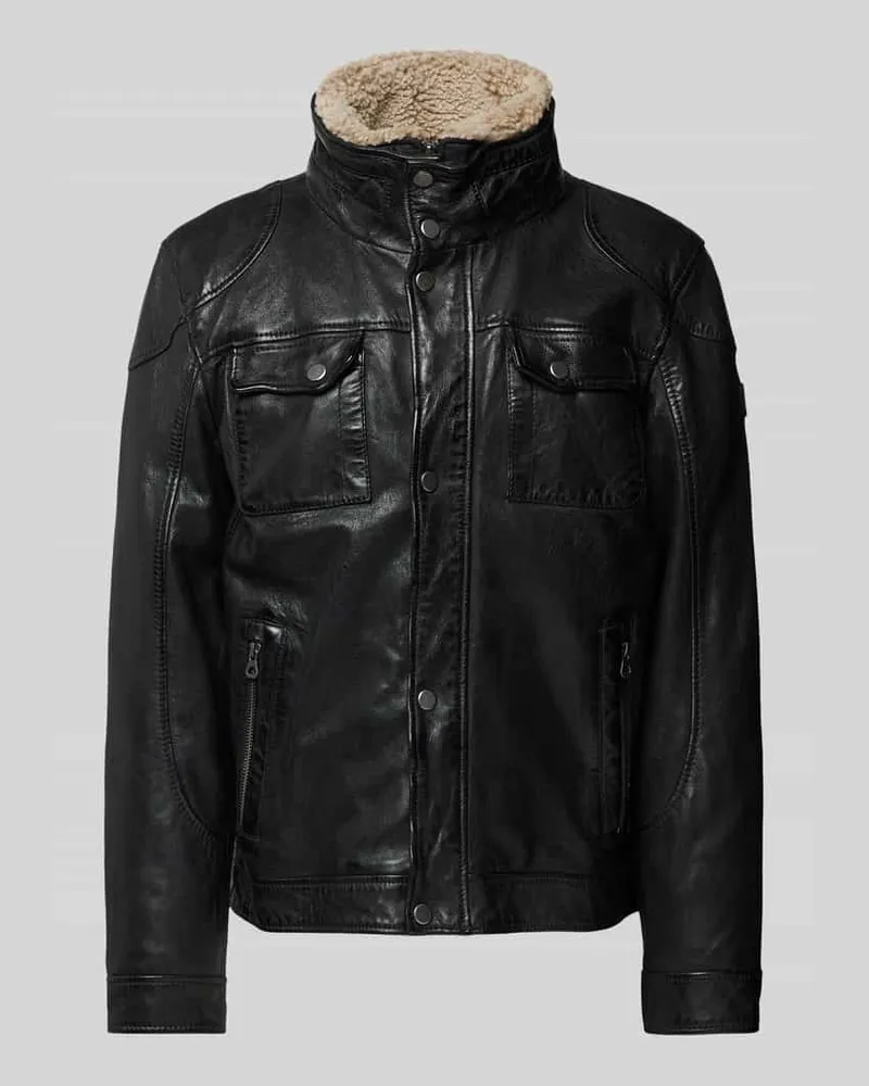 Mauritius Lederjacke mit Stehkragen Modell 'TALTON Black