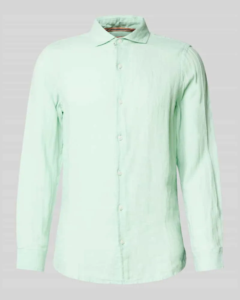 Superdry. Regular Fit Leinenhemd mit Haifischkragen Modell 'Vacation Mint