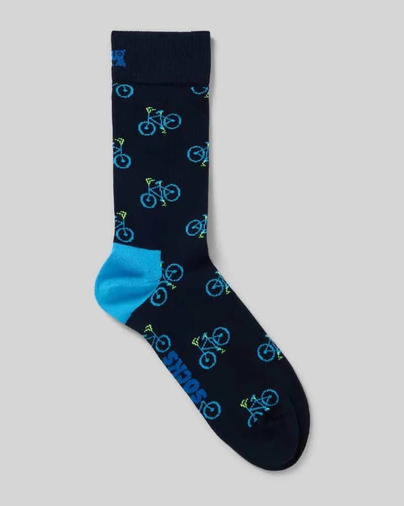 Happy Socks Socken mit Label-Print Marine