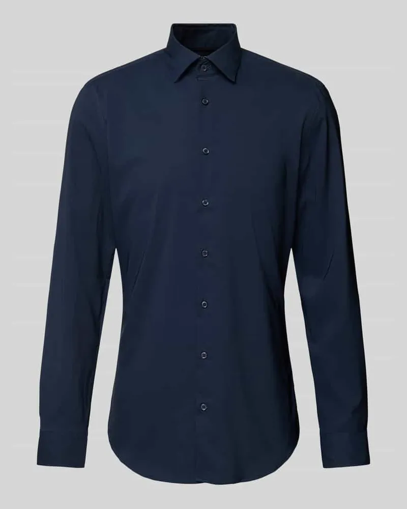 JAKE*S Super Slim Fit Businesshemd mit Kentkragen Marine