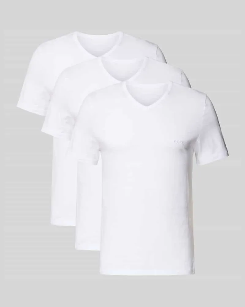 HUGO BOSS T-Shirt mit V-Ausschnitt im 3er-Pack Modell 'Classic Weiss