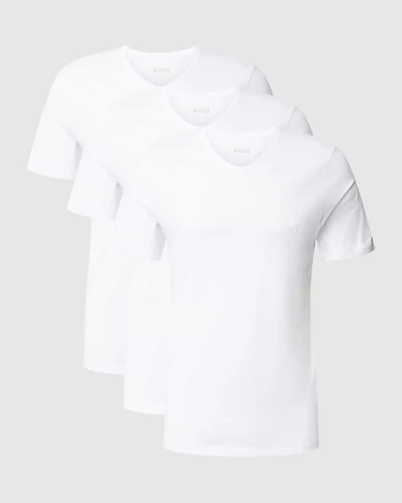 HUGO BOSS T-Shirt mit V-Ausschnitt im 3er-Pack Modell 'Classic Weiss