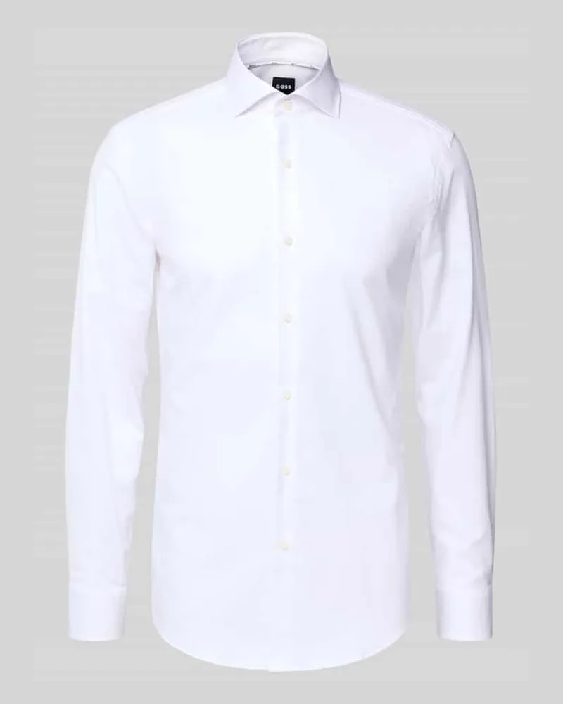 HUGO BOSS Slim Fit Businesshemd aus Baumwoll-Mix Modell 'HANK Weiss