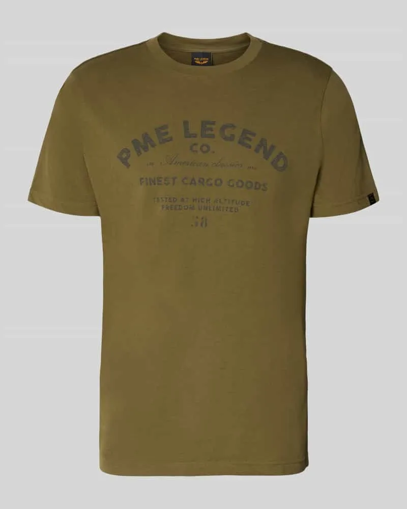 PME Legend Regular Fit T-Shirt mit Logo-Print Oliv