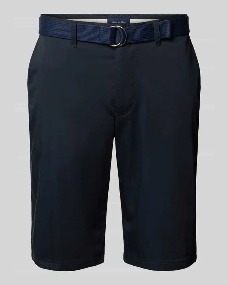 Christian Berg Bermudas aus Light Baumwolle mit Gürtel Marine