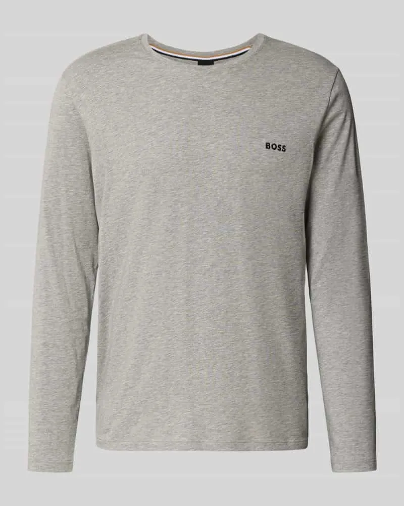 HUGO BOSS Regular Fit Langarmshirt aus Baumwoll-Mix Modell 'MIX&MATCH Mittelgrau
