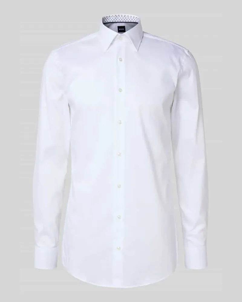 HUGO BOSS Slim Fit Businesshemd mit extra langem Arm Modell 'HANK Weiss