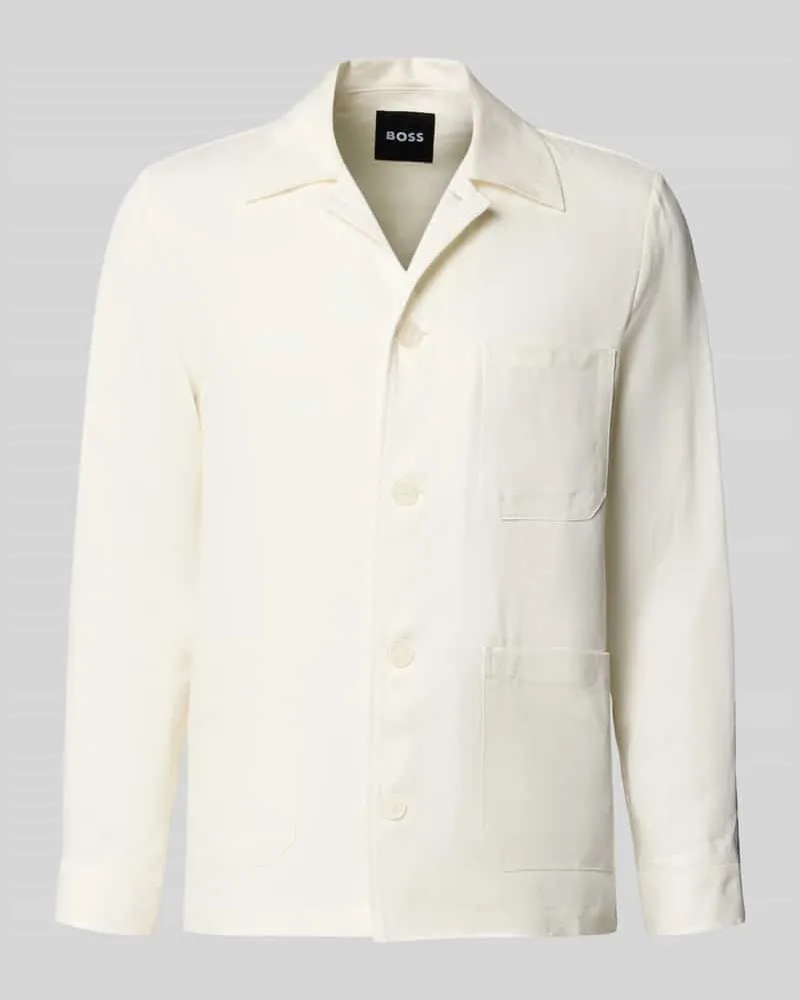 HUGO BOSS Relaxed Fit Hemdjacke aus reinem Leinen Modell 'H-CAI-K-3P-262 Weiss