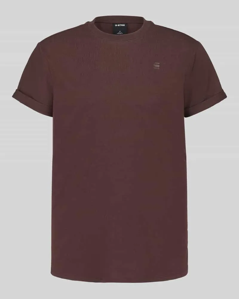 G-STAR RAW T-Shirt mit fixiertem Ärmelumschlag Dunkelbraun
