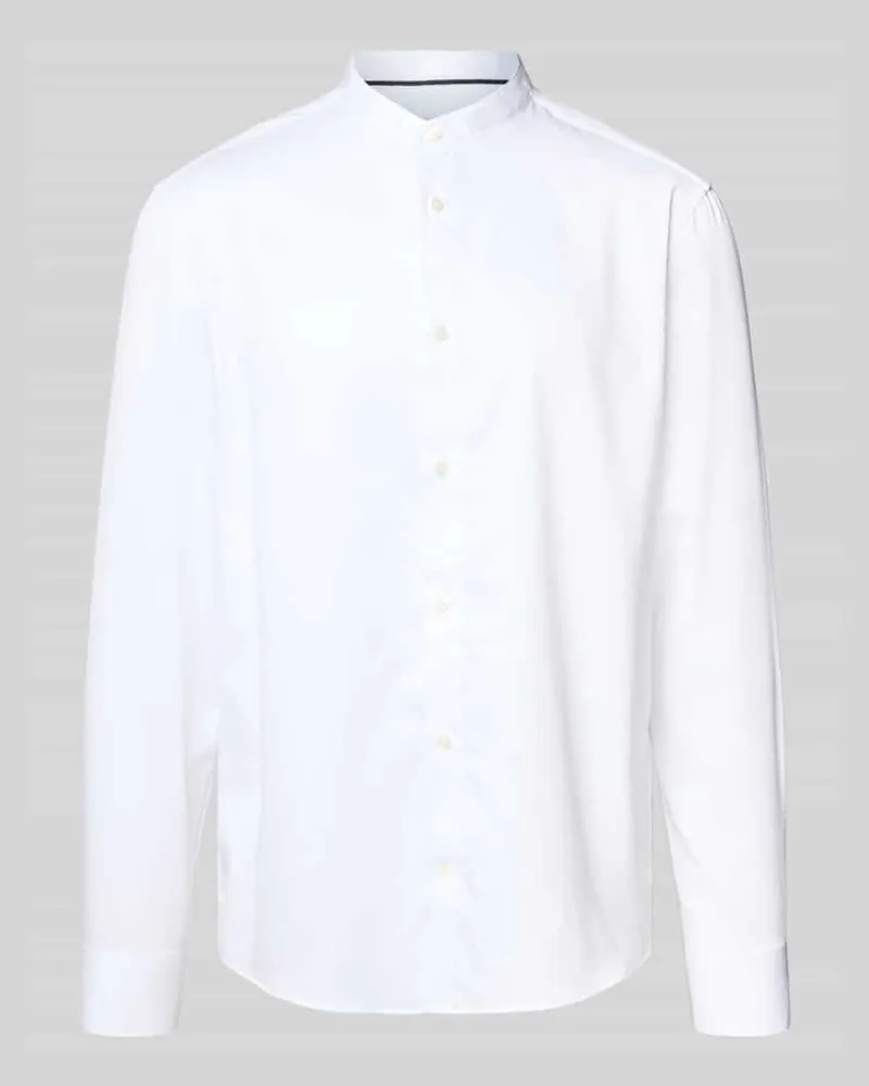 JAKE*S Relaxed Fit Business Hemd mit Stehkragen Weiss
