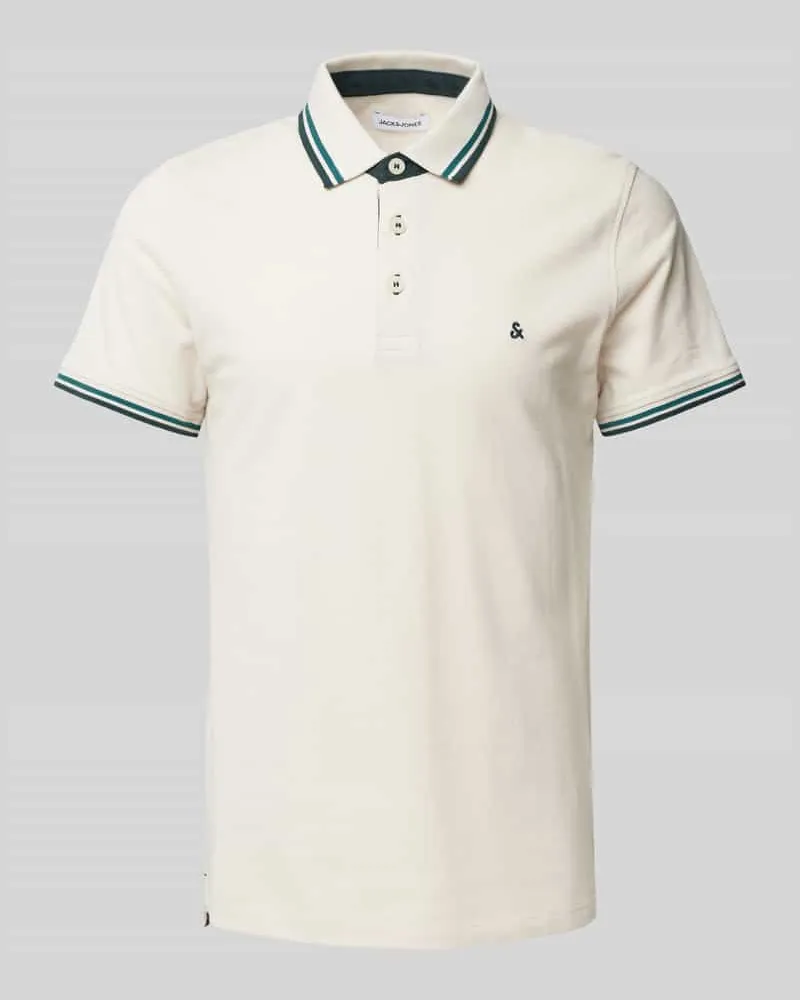 Jack & Jones Slim Fit Poloshirt mit Logo-Stitching Modell 'PAULOS Beige