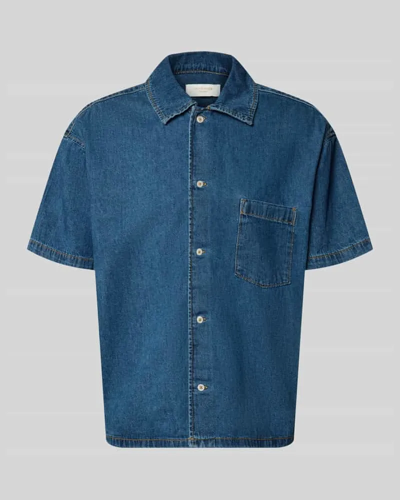 Jack & Jones Modern Fit Jeanshemd mit Brusttasche Modell 'AUSTIN Jeansblau