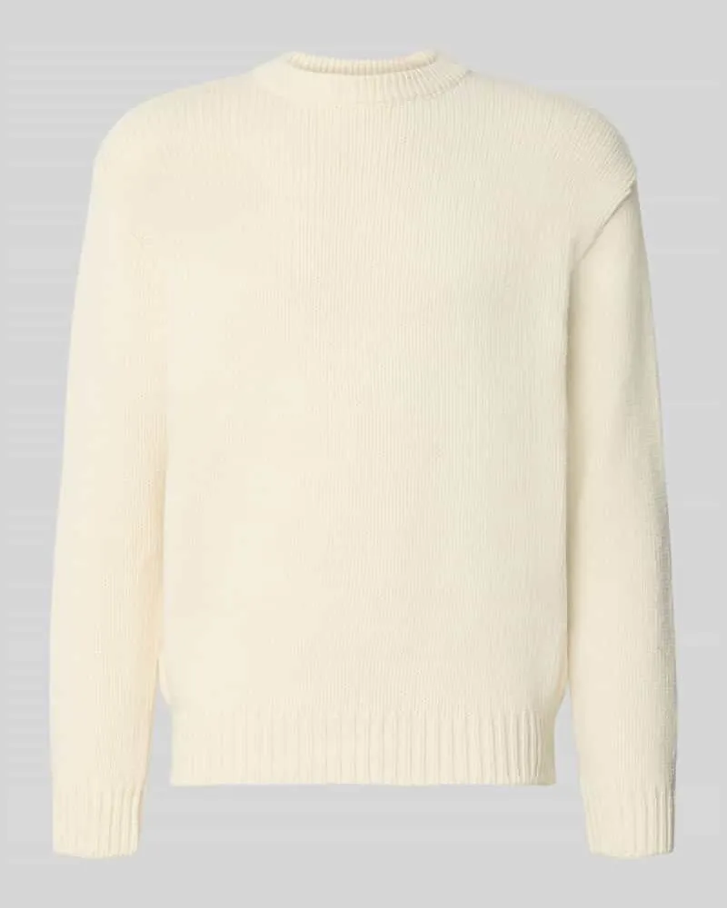 Edwin Jeans Strickpullover aus Woll-Mix Modell 'ELLIS HIBIKI Offwhite