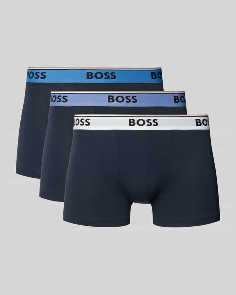HUGO BOSS Trunks aus Baumwoll-Mix im 3er-Pack Dunkelblau