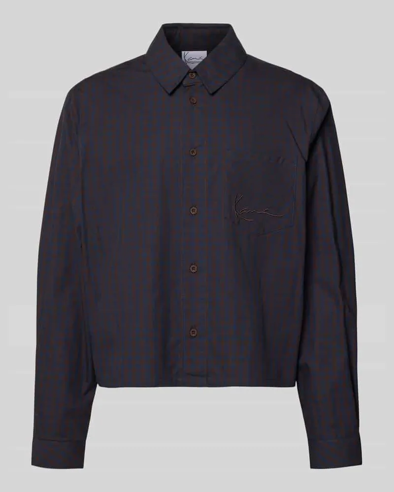 Karl Kani Relaxed Fit Freizeithemd mit Brusttasche Dunkelbraun