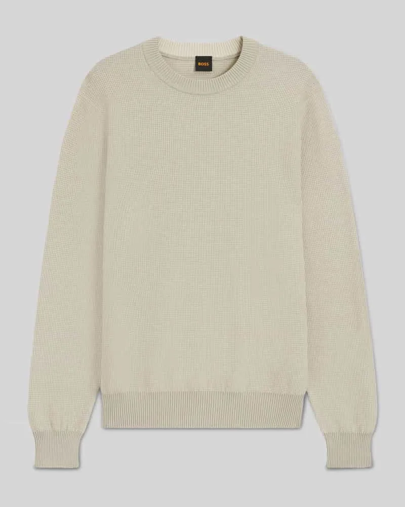 HUGO BOSS Regular Fit Strickpullover aus Baumwoll-Kapok-Mix Modell 'KLAPOK Sand