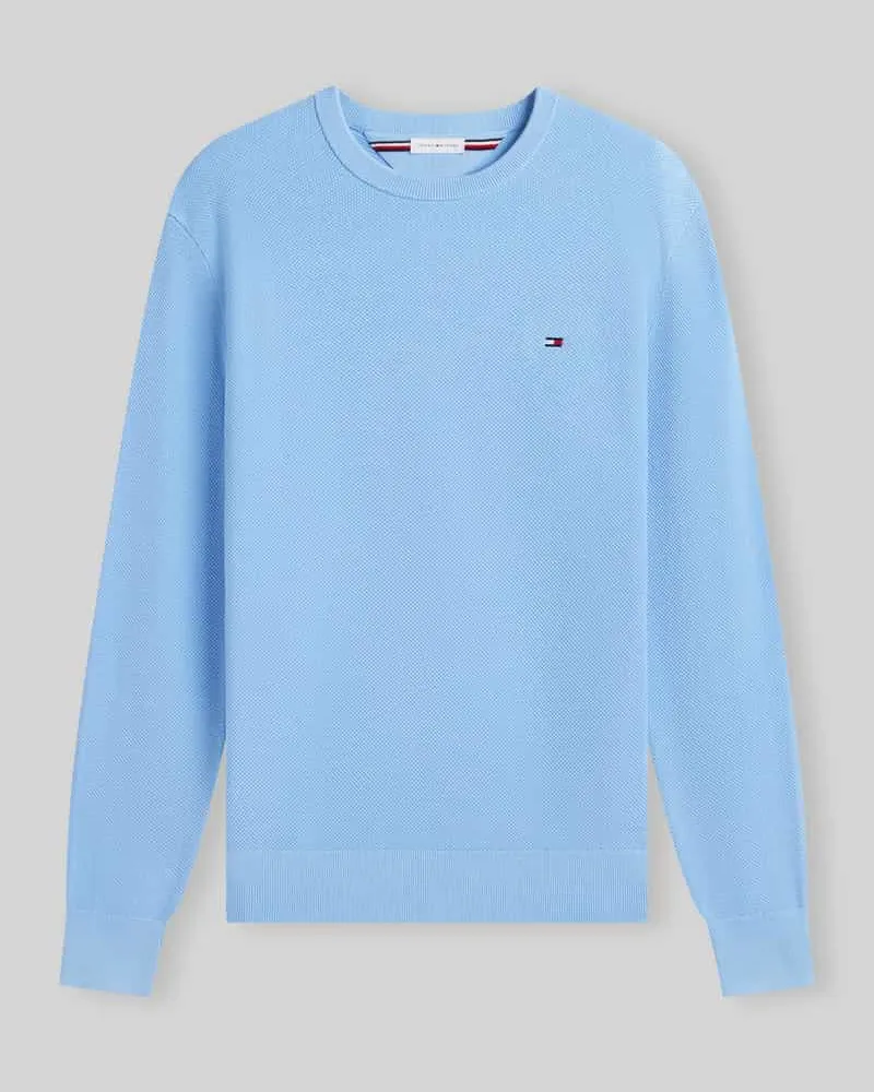 Tommy Hilfiger Regular Fit Pullover aus reiner Baumwolle Hellblau